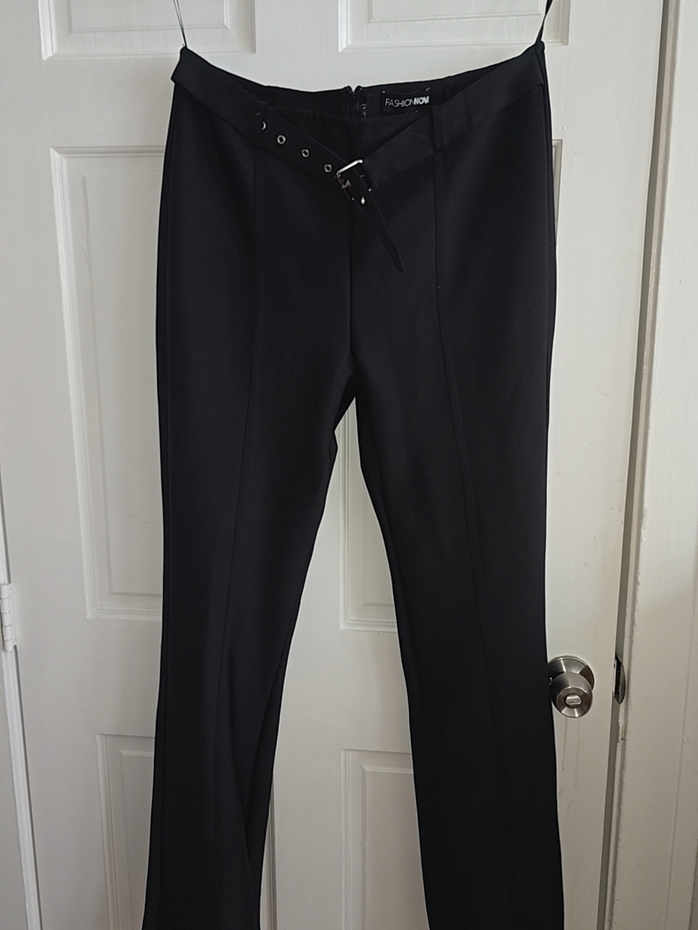 Women Bandage Black Dress Pants with Belt